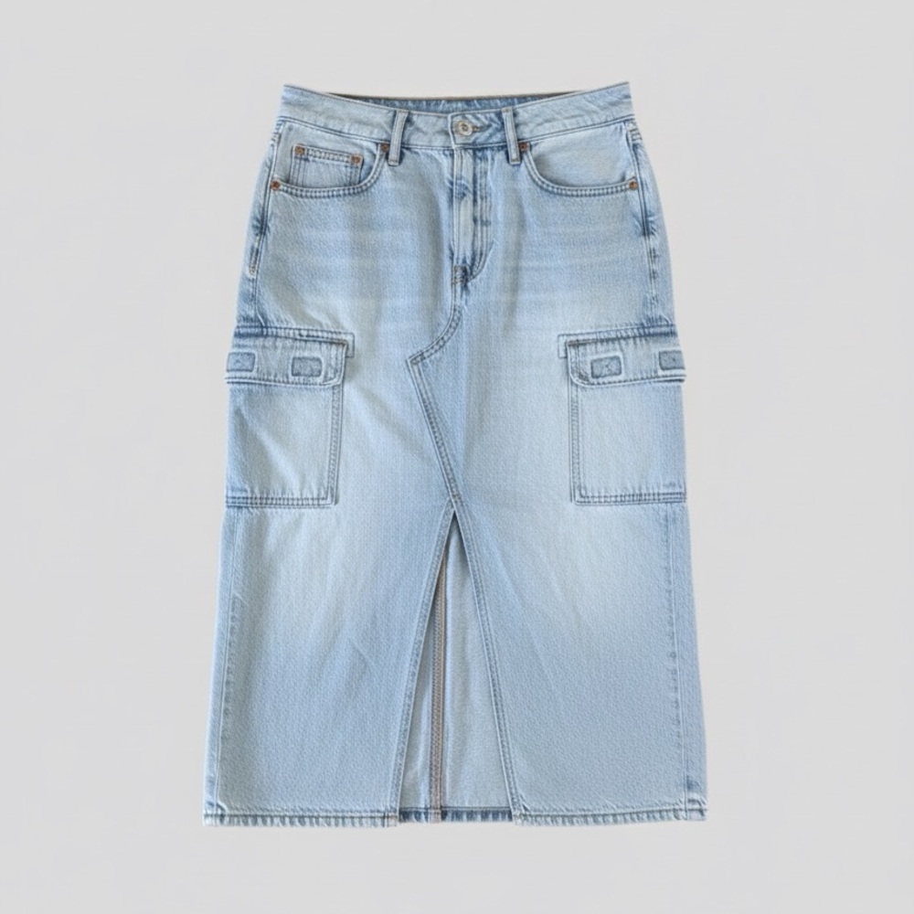 American Eagle Outfitters Light Blue Denim Cargo Skirt